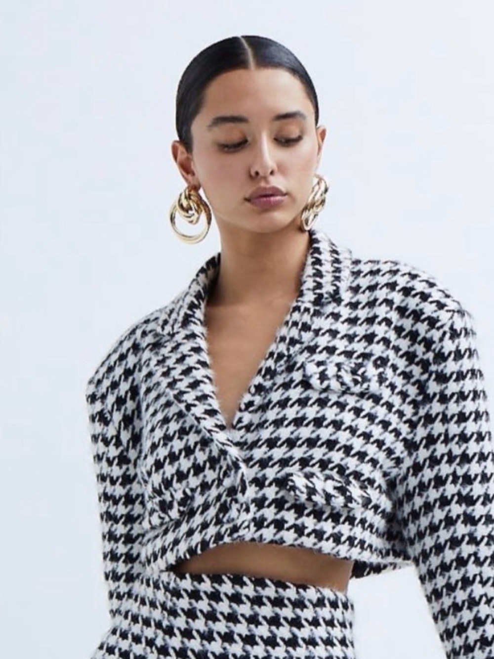 NWT For Love & Lemons Bonnie Houndstooth Croped Blazer Jacket 2X